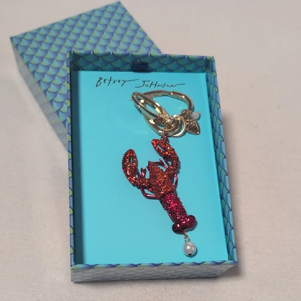 Betsey Johnson Sparkling Red Lobster Keychain/Bag Charm